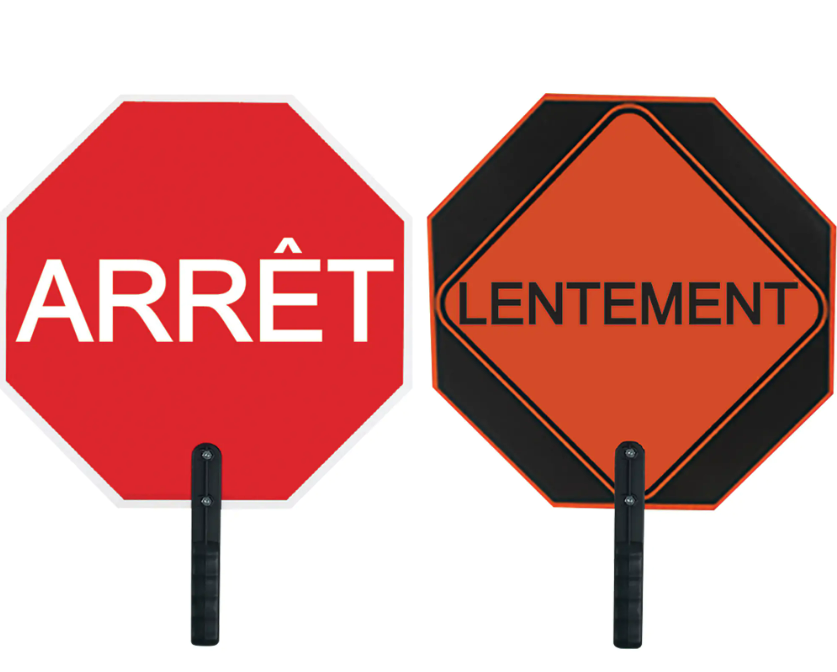 Panneau de signalisation à deux côtés «Arrêt / Lentement» en aluminium (18" X 18")