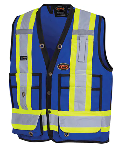 Veste de sécurité pour arpenteur, Bleu royal, Grand, Polyester, CSA Z96-15 classe 1 - niveau 2